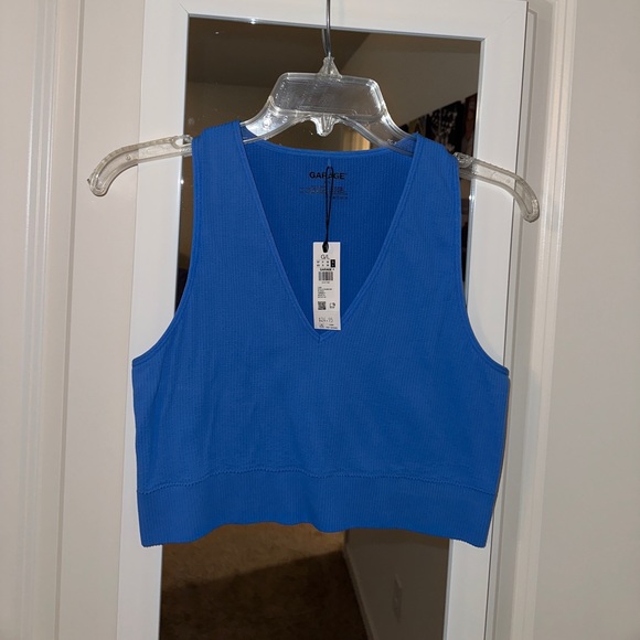 Garage Blue Ribbed Crop Top - Picture 3 of 4